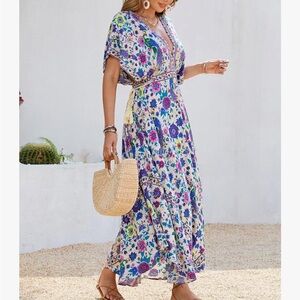 Floral V-Neck Maxi Dress